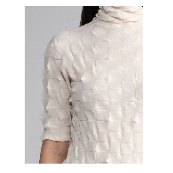 margaret o'leary cream short sleeve mock neck knit top - Picture 1 of 9